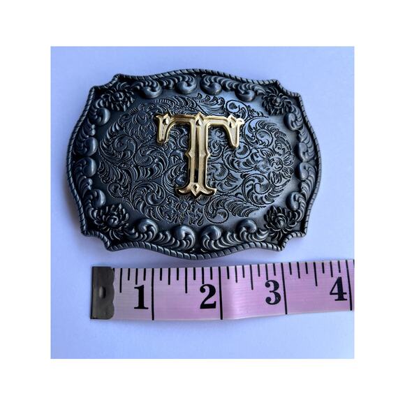 Initial T Letter T Belt Buckle - Picture 2 of 8